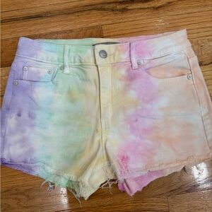 Tractr Multicolor Tie-Dye Denim Shorts